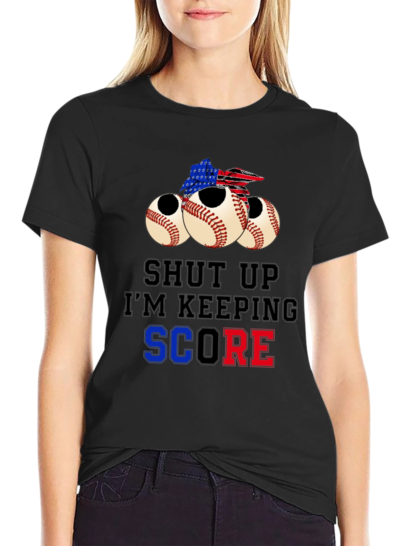 Patriotic Baseball Fan T-Shirt - Shut Up Im Keeping Score