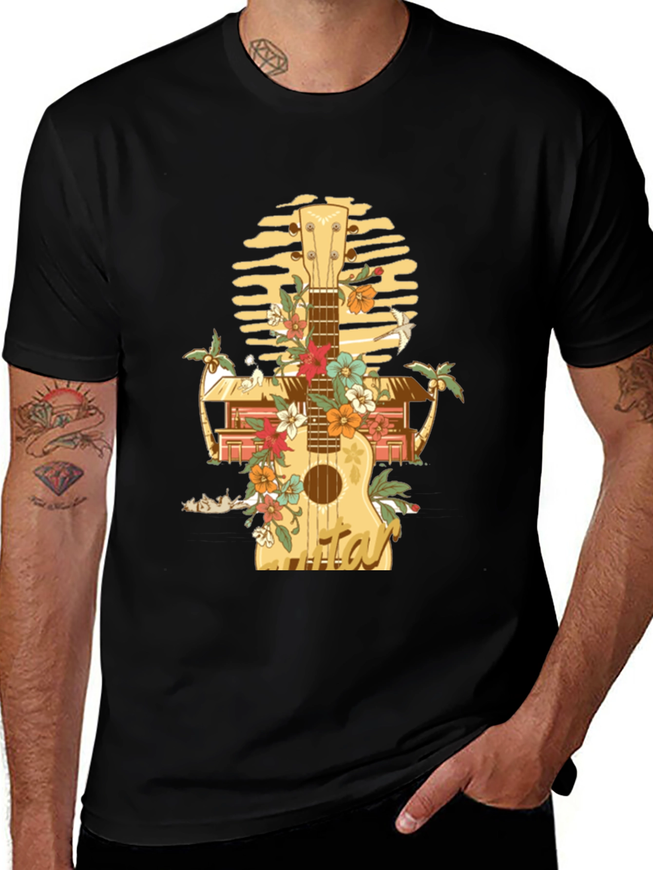 Tropical Ukulele Graphic T-Shirt
