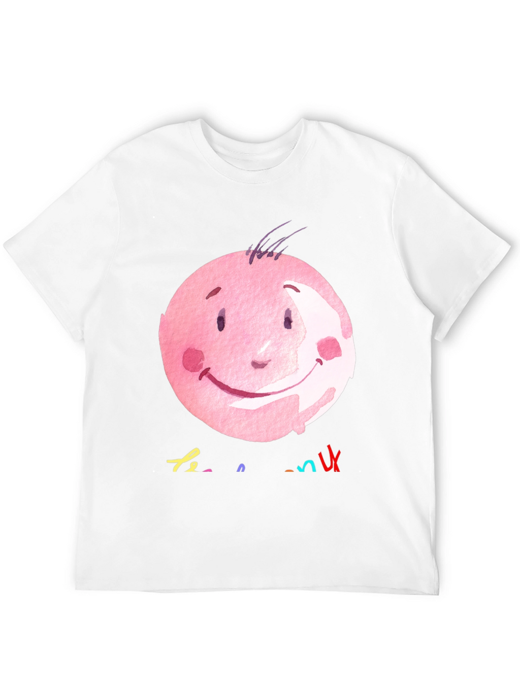 Pink Smiley Face Graphic Black T-Shirt