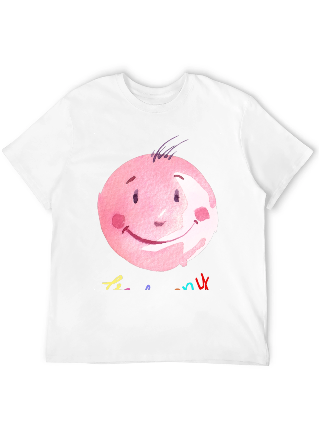 Pink Smiley Face Graphic Black T-Shirt