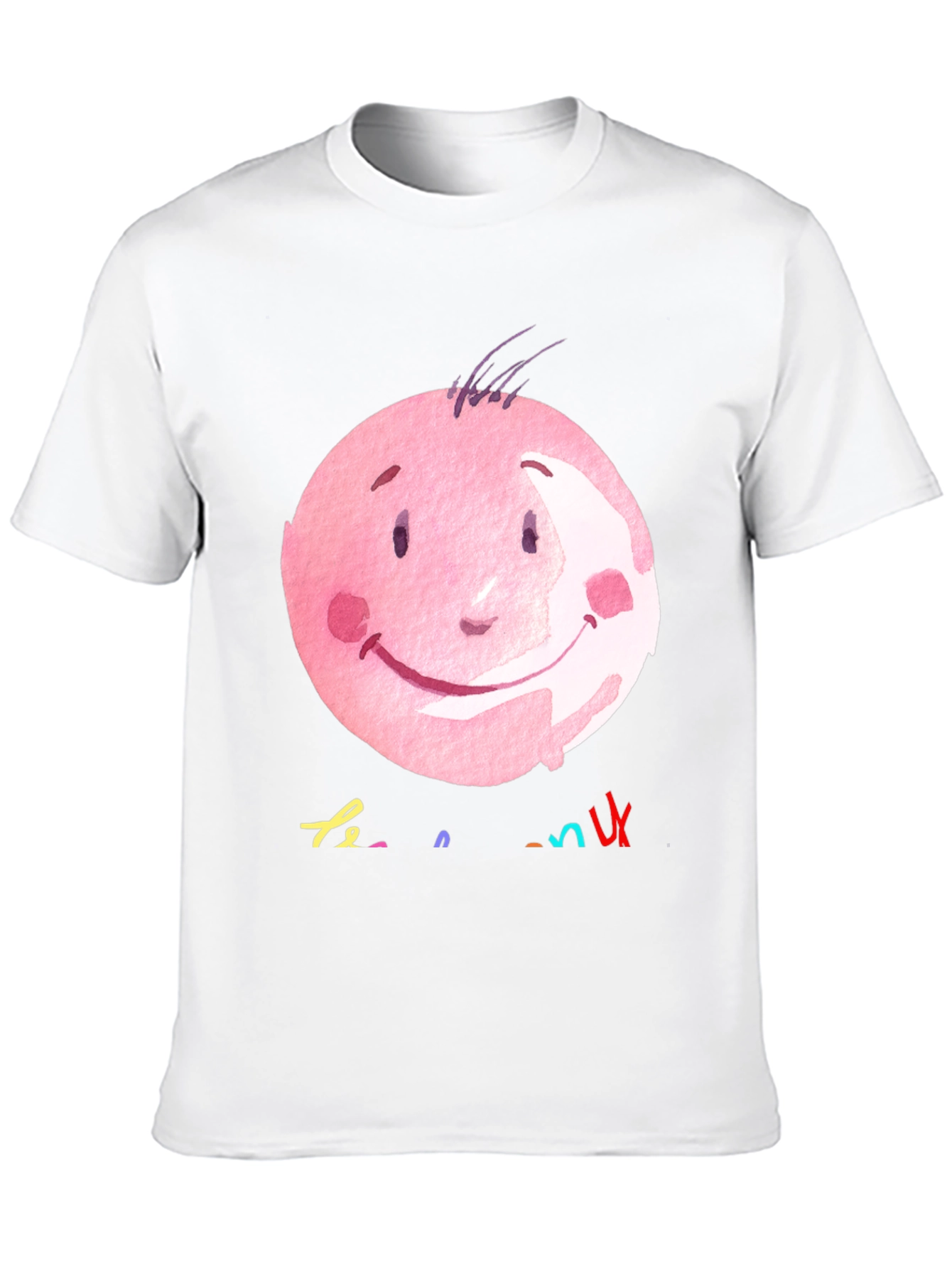 Pink Smiley Face Graphic Black T-Shirt