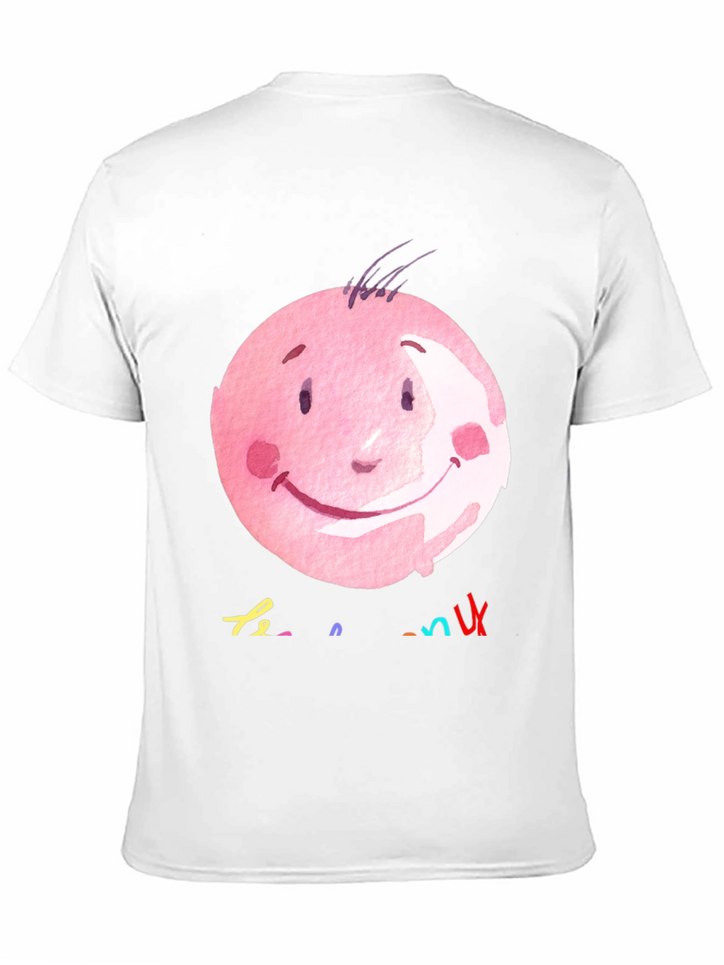 Pink Smiley Face Graphic Black T-Shirt