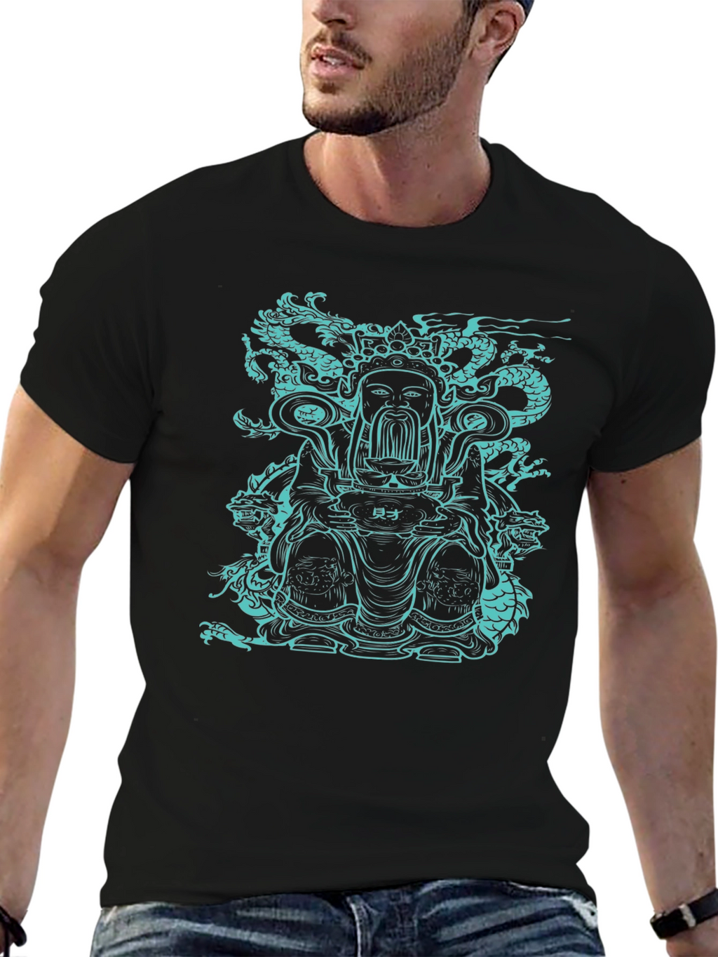 Dragon God Graphic Tee - Black Cotton T-Shirt