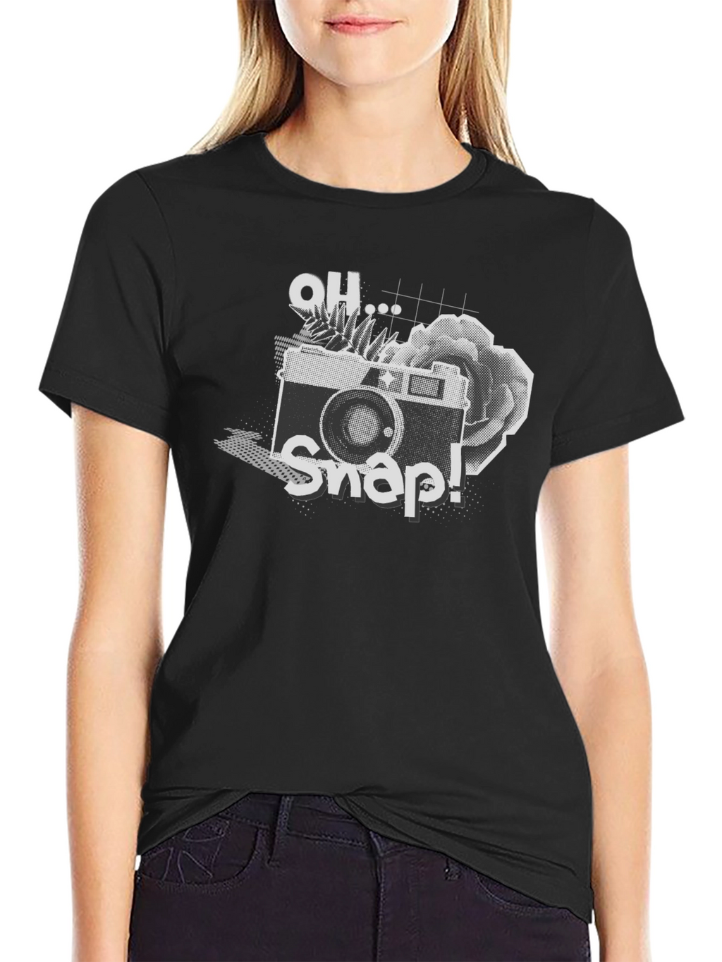 Oh Snap! Camera Graphic Tee - Black Cotton Shirt