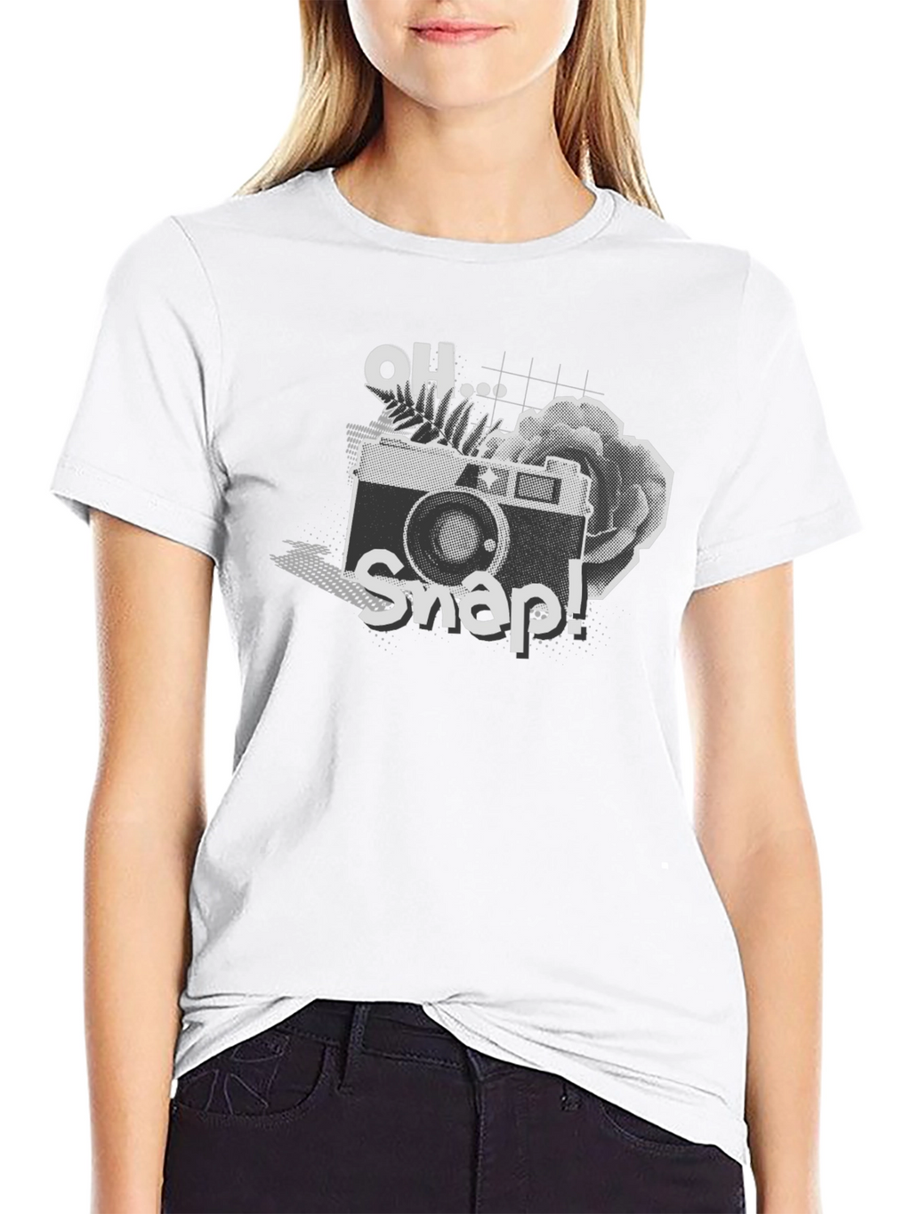 Oh Snap! Camera Graphic Tee - Black Cotton Shirt