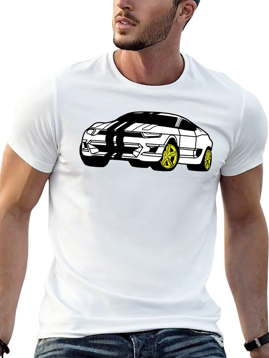 Mustang Car Graphic T-Shirt - Black