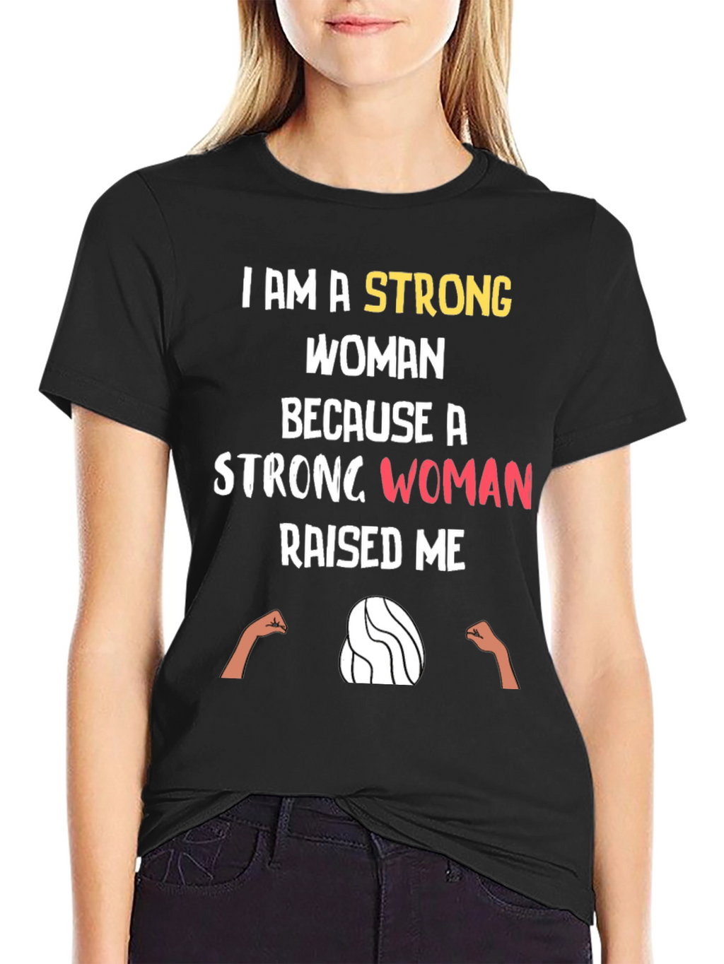 Strong Woman Graphic Tee - Empowering Black T-Shirt