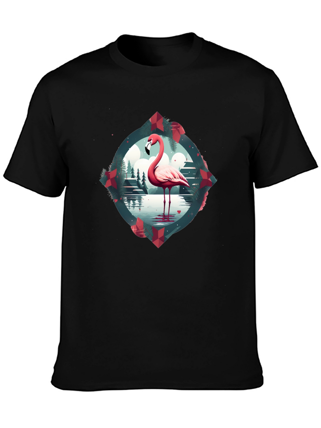 Flamingo Graphic Tee - Mens Black T-Shirt