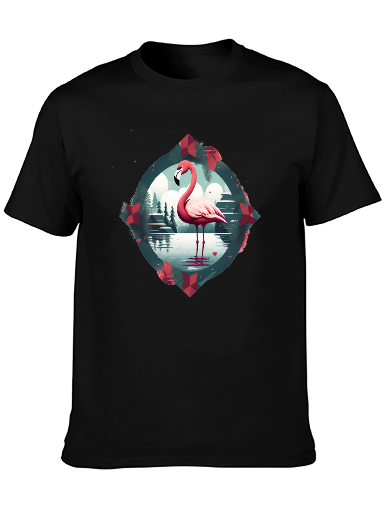 Flamingo Graphic Tee - Mens Black T-Shirt
