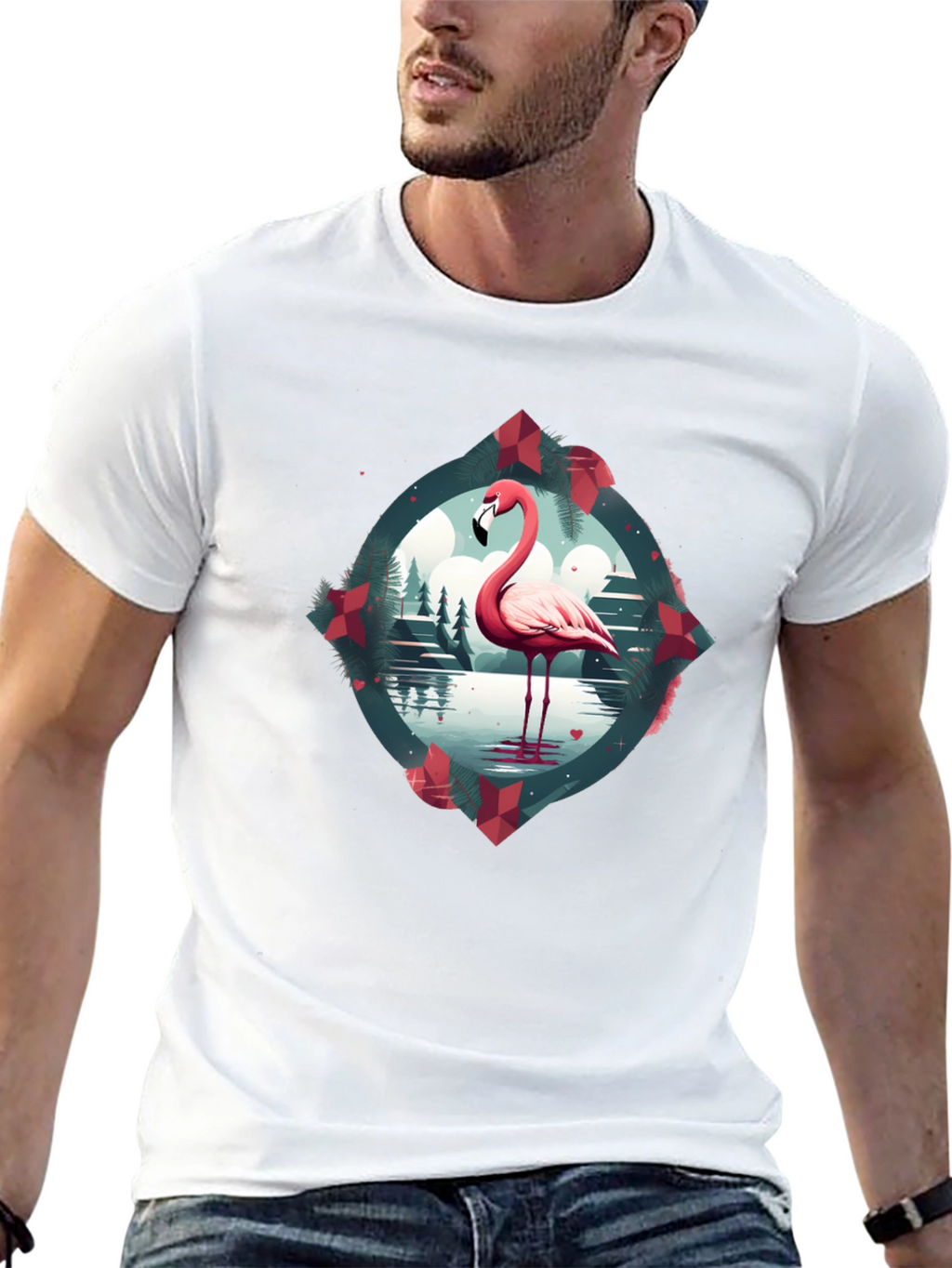 Flamingo Graphic Tee - Mens Black T-Shirt