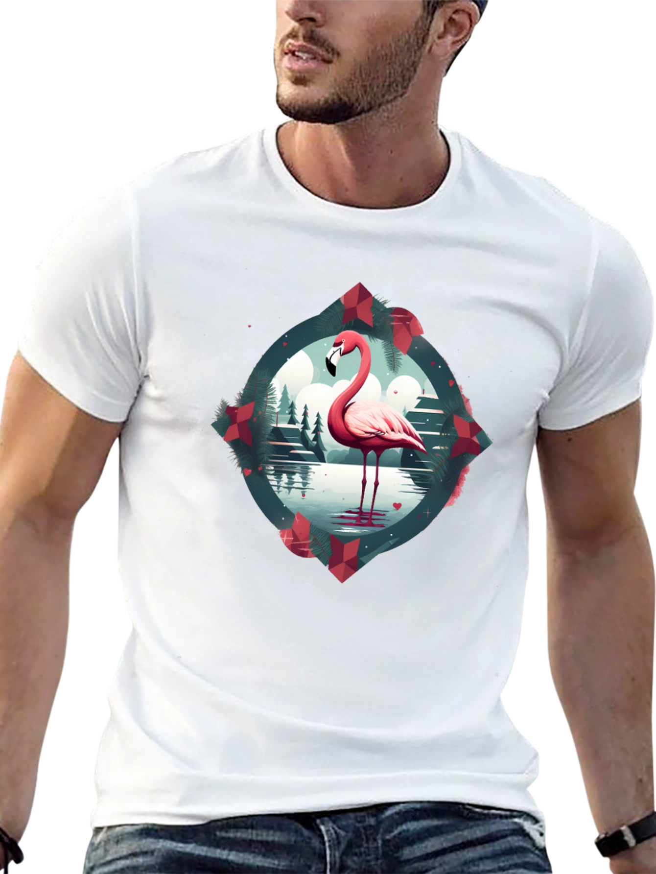 Flamingo Graphic Tee - Mens Black T-Shirt