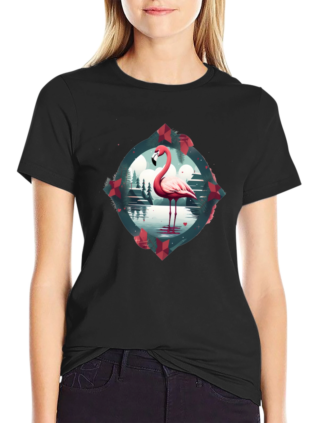 Flamingo Graphic Tee - Mens Black T-Shirt