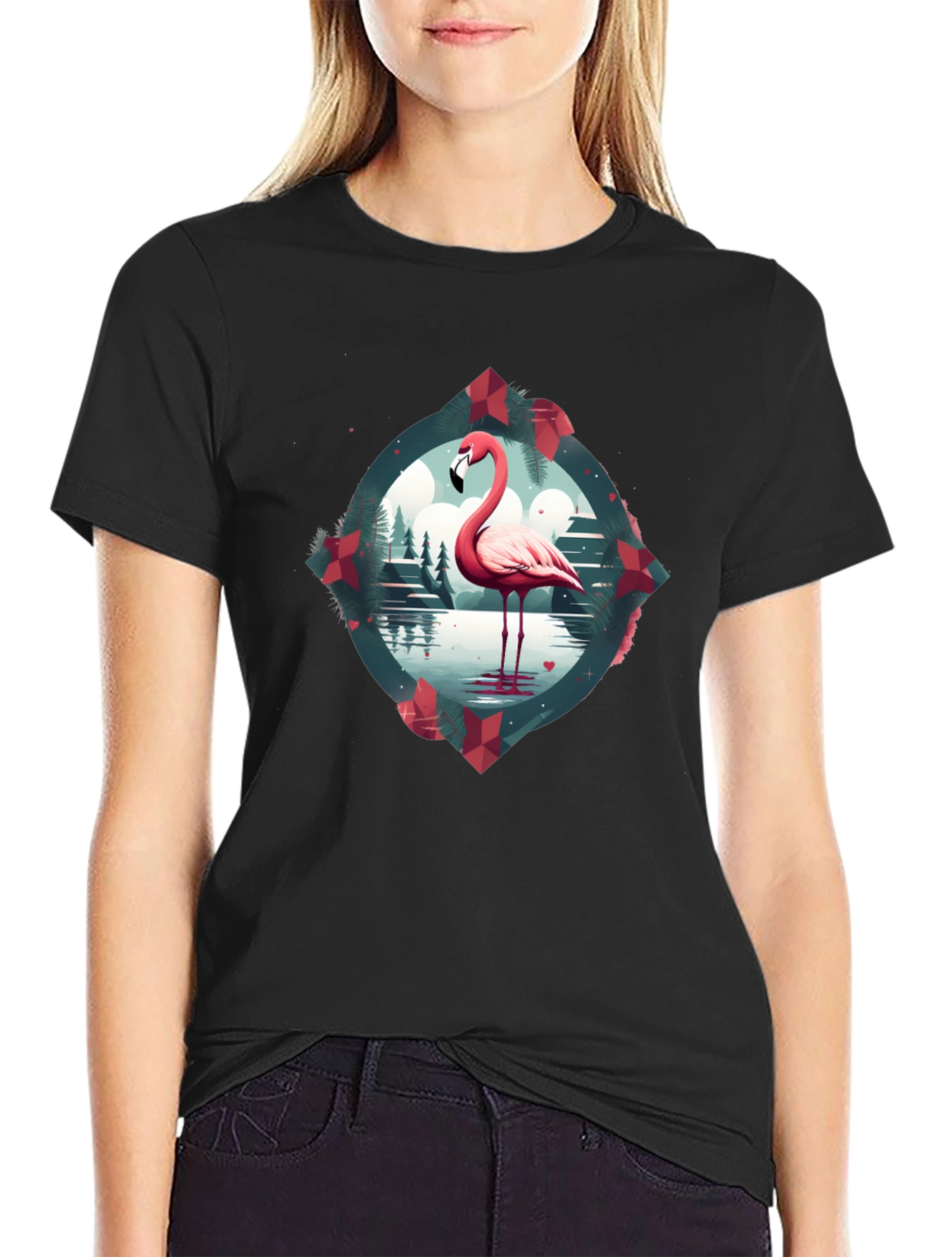 Flamingo Graphic Tee - Mens Black T-Shirt