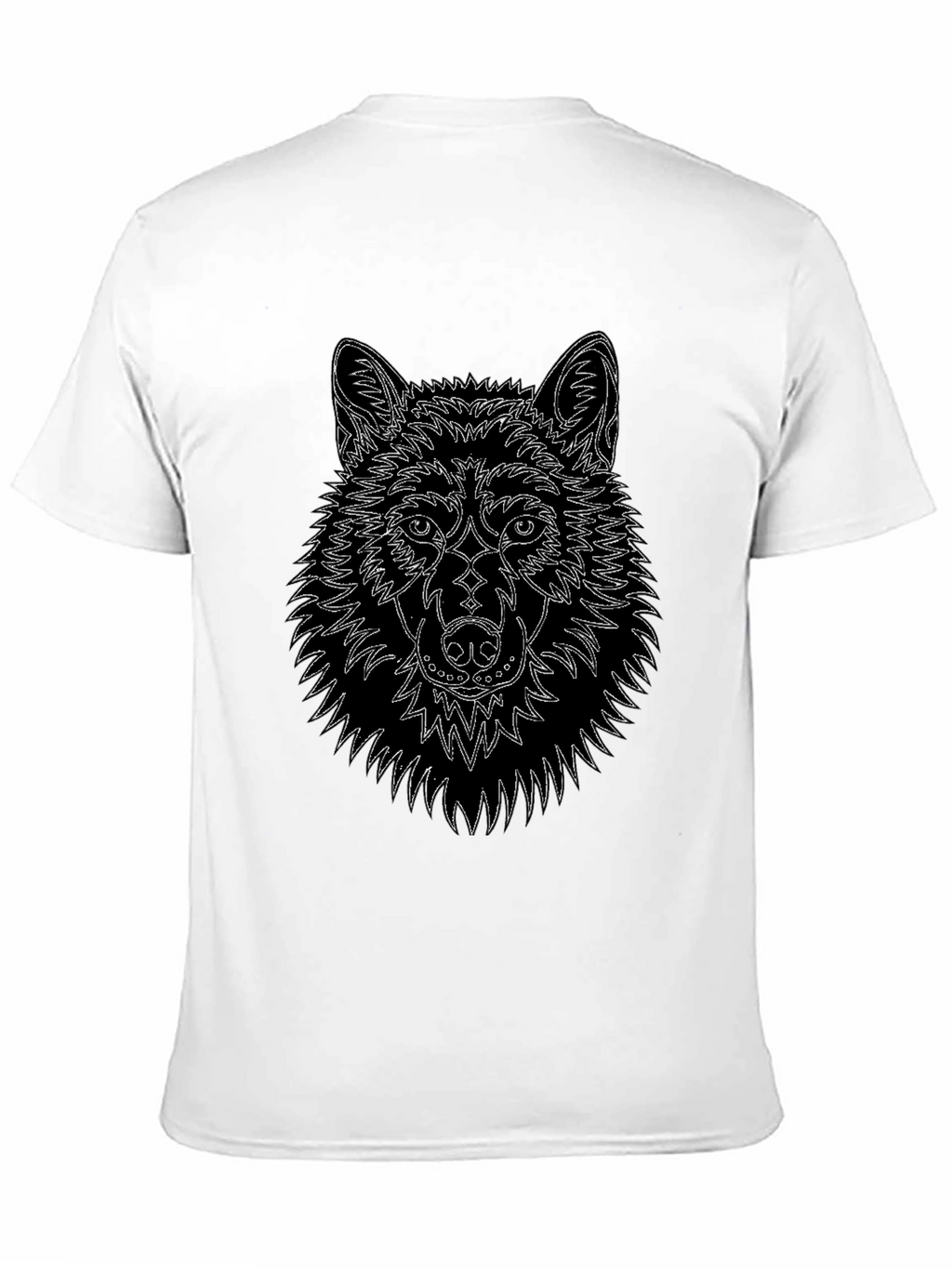 Wolf Line Art Black T-Shirt