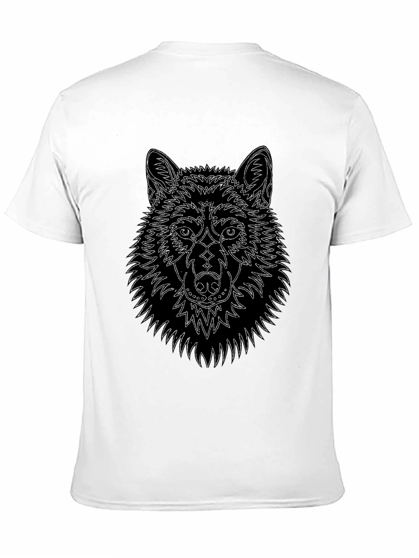 Wolf Line Art Black T-Shirt