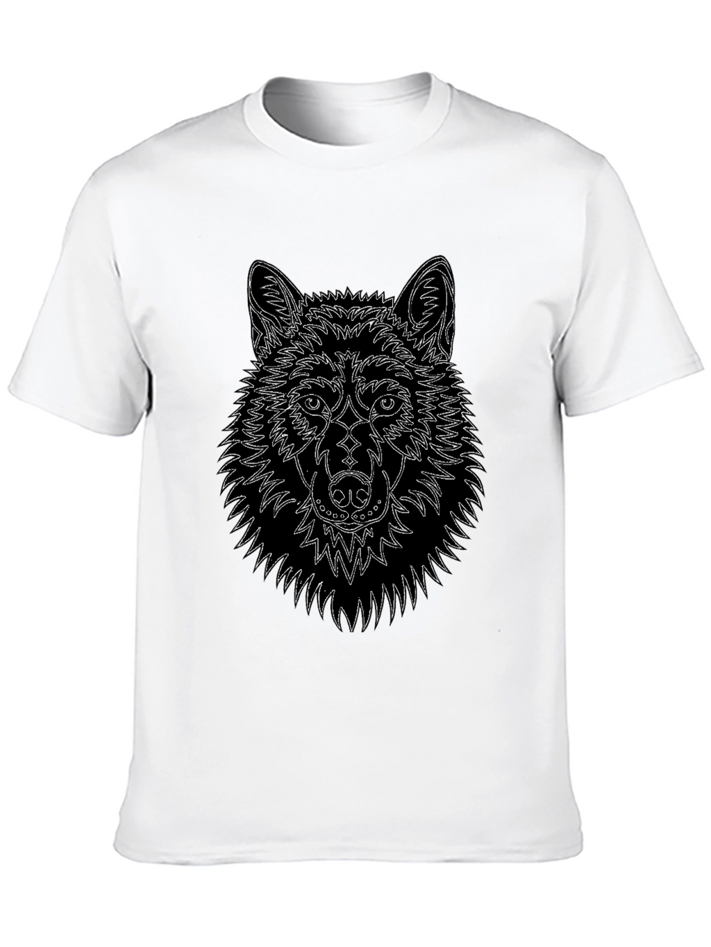 Wolf Line Art Black T-Shirt