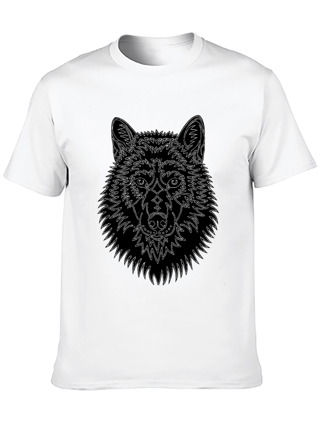 Wolf Line Art Black T-Shirt