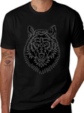 Wolf Line Art Black T-Shirt