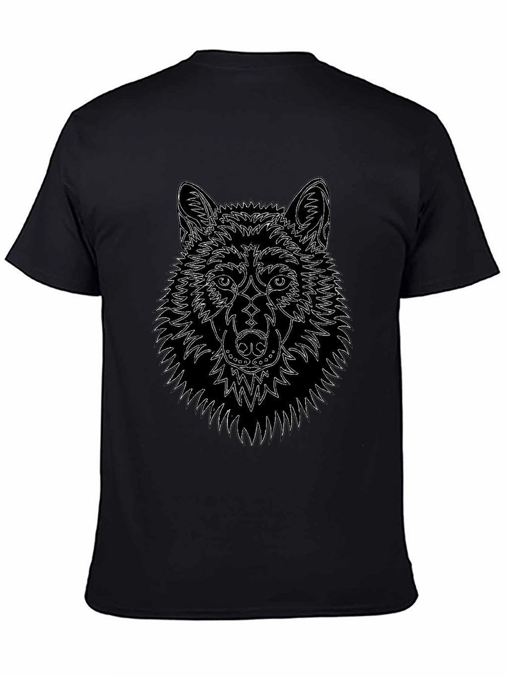 Wolf Line Art Black T-Shirt