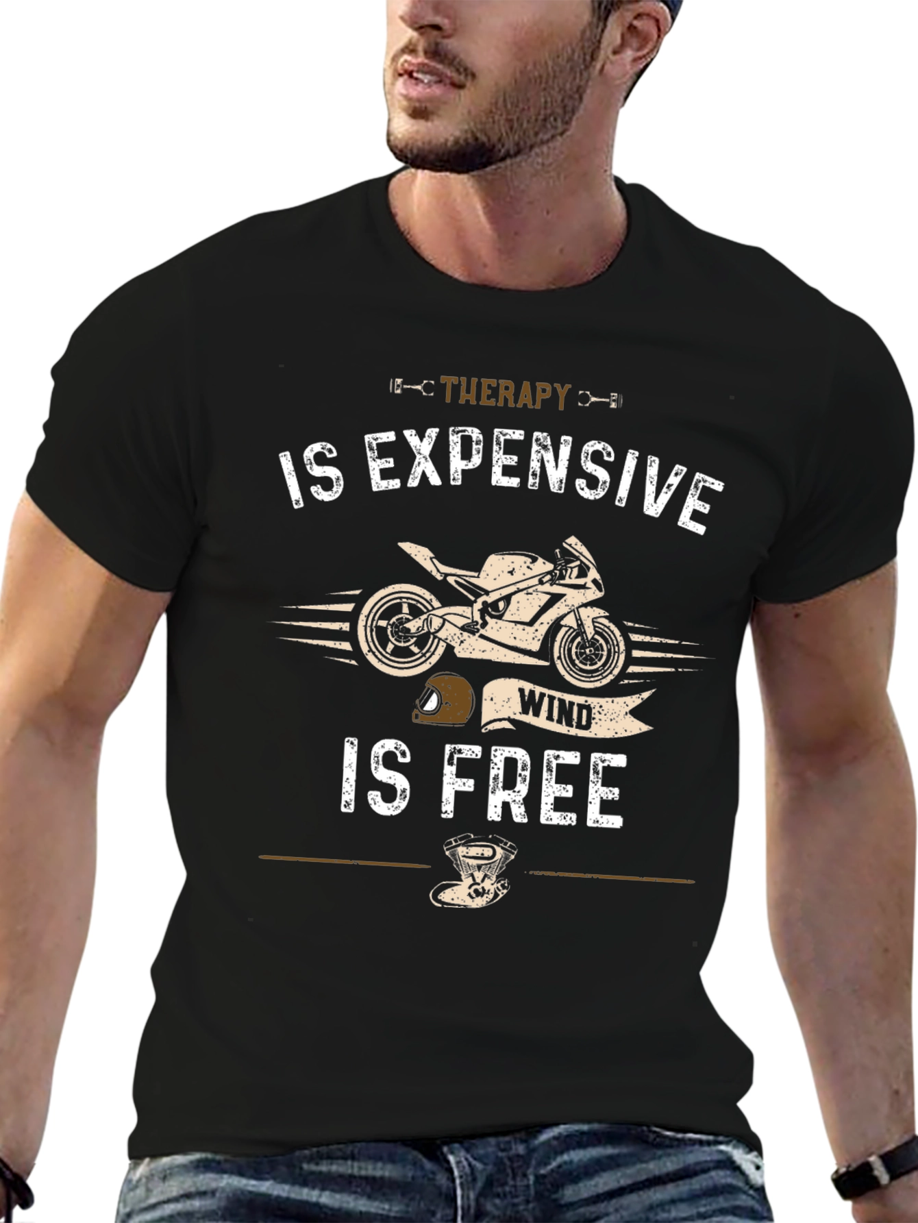 Therapy is Expensive Wind is Free Black Graphic Tee