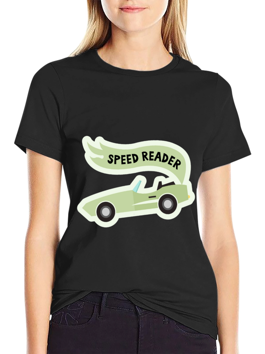 Speed Reader Car Graphic T-Shirt - Black Cotton Tee