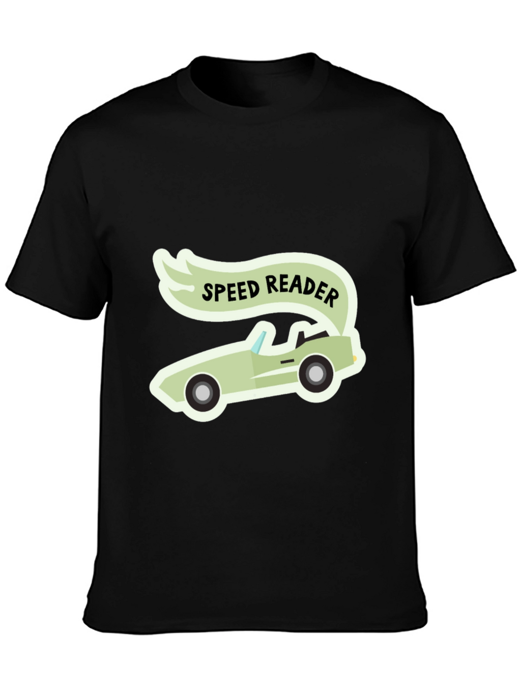 Speed Reader Car Graphic T-Shirt - Black Cotton Tee