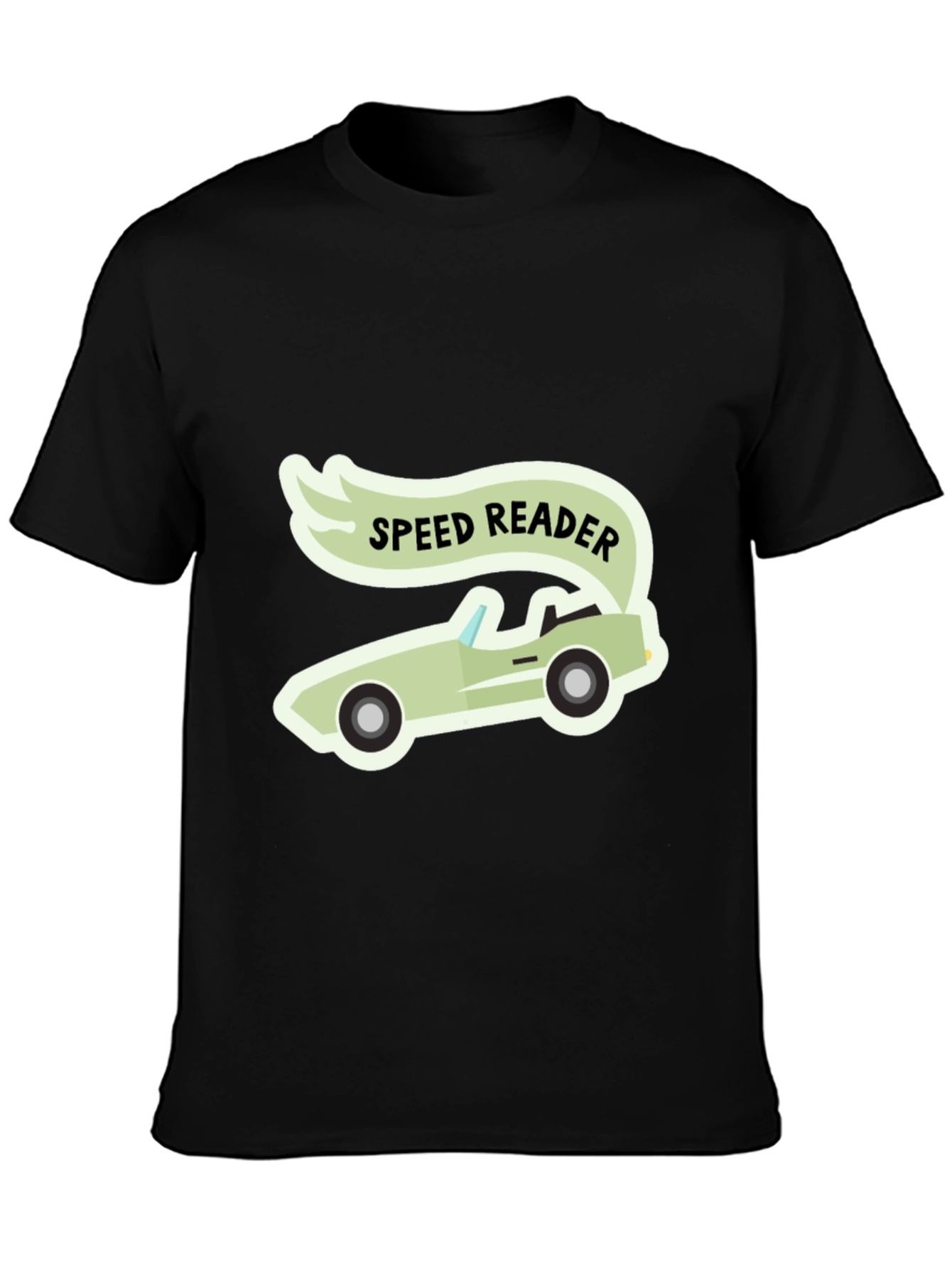 Speed Reader Car Graphic T-Shirt - Black Cotton Tee