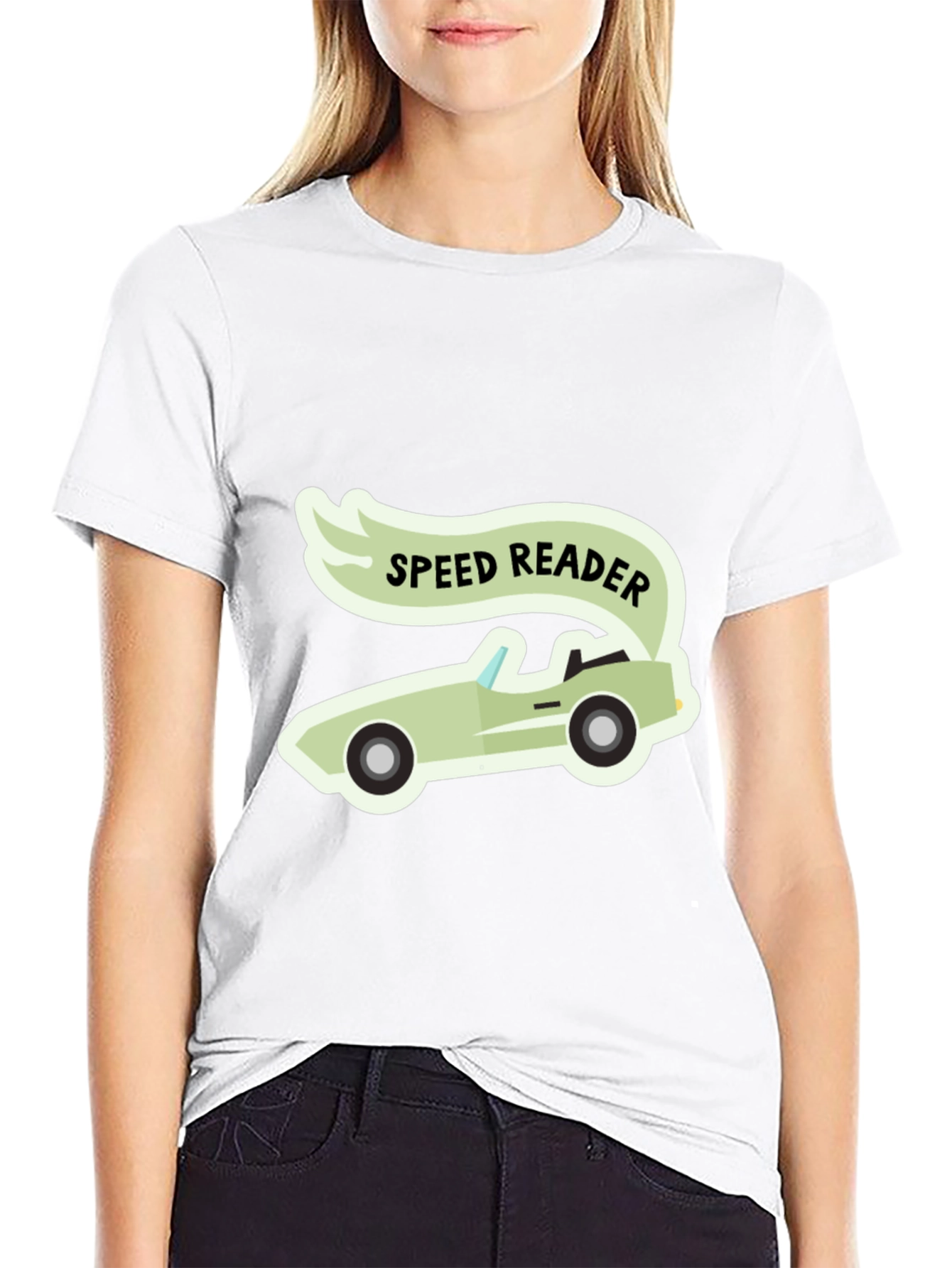 Speed Reader Car Graphic T-Shirt - Black Cotton Tee