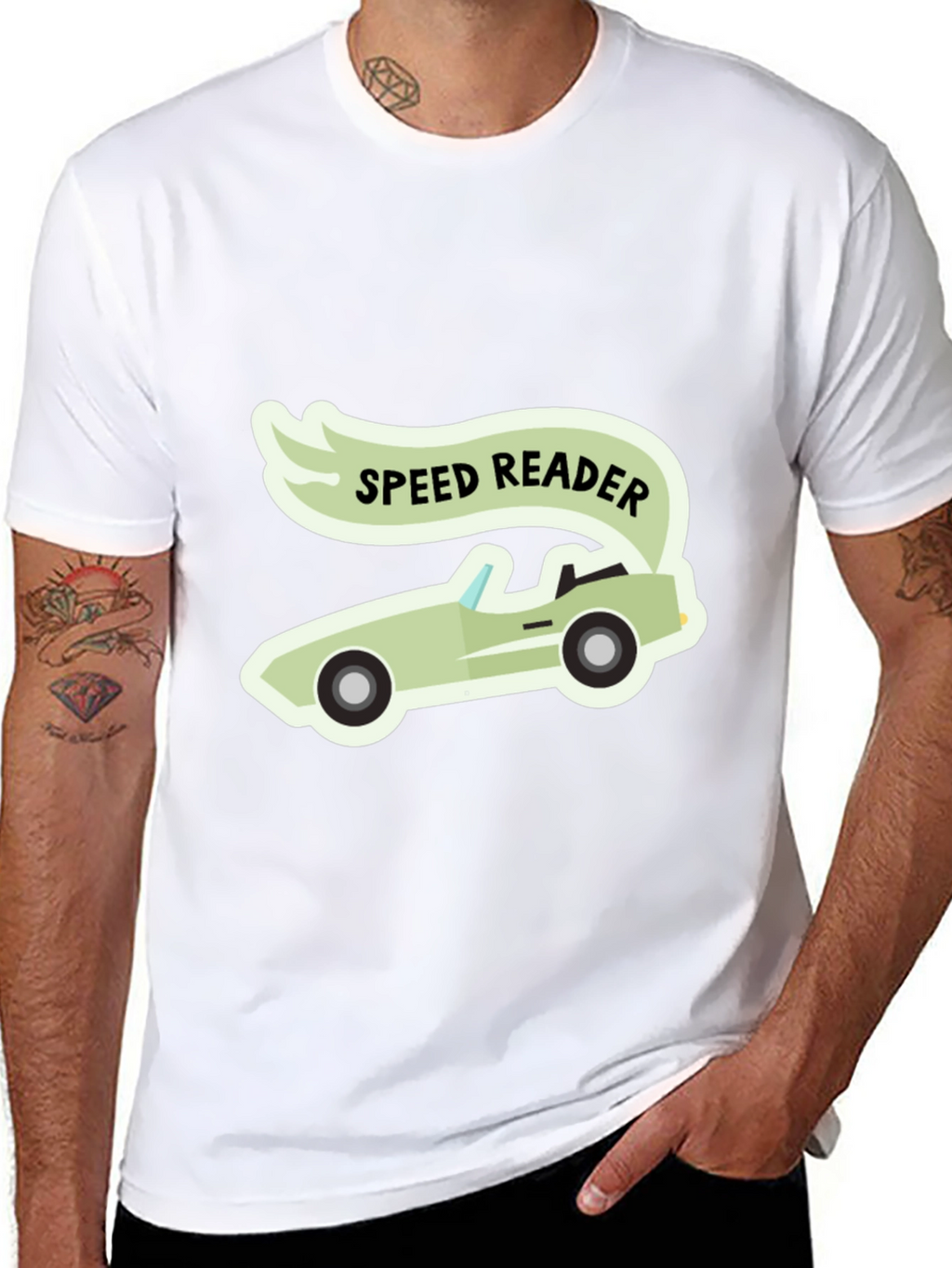 Speed Reader Car Graphic T-Shirt - Black Cotton Tee