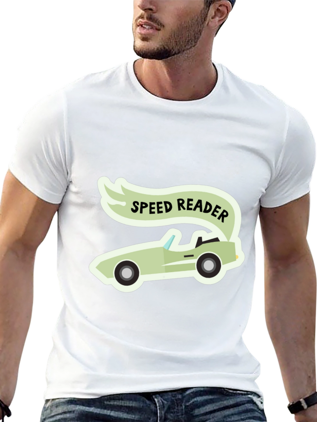 Speed Reader Car Graphic T-Shirt - Black Cotton Tee
