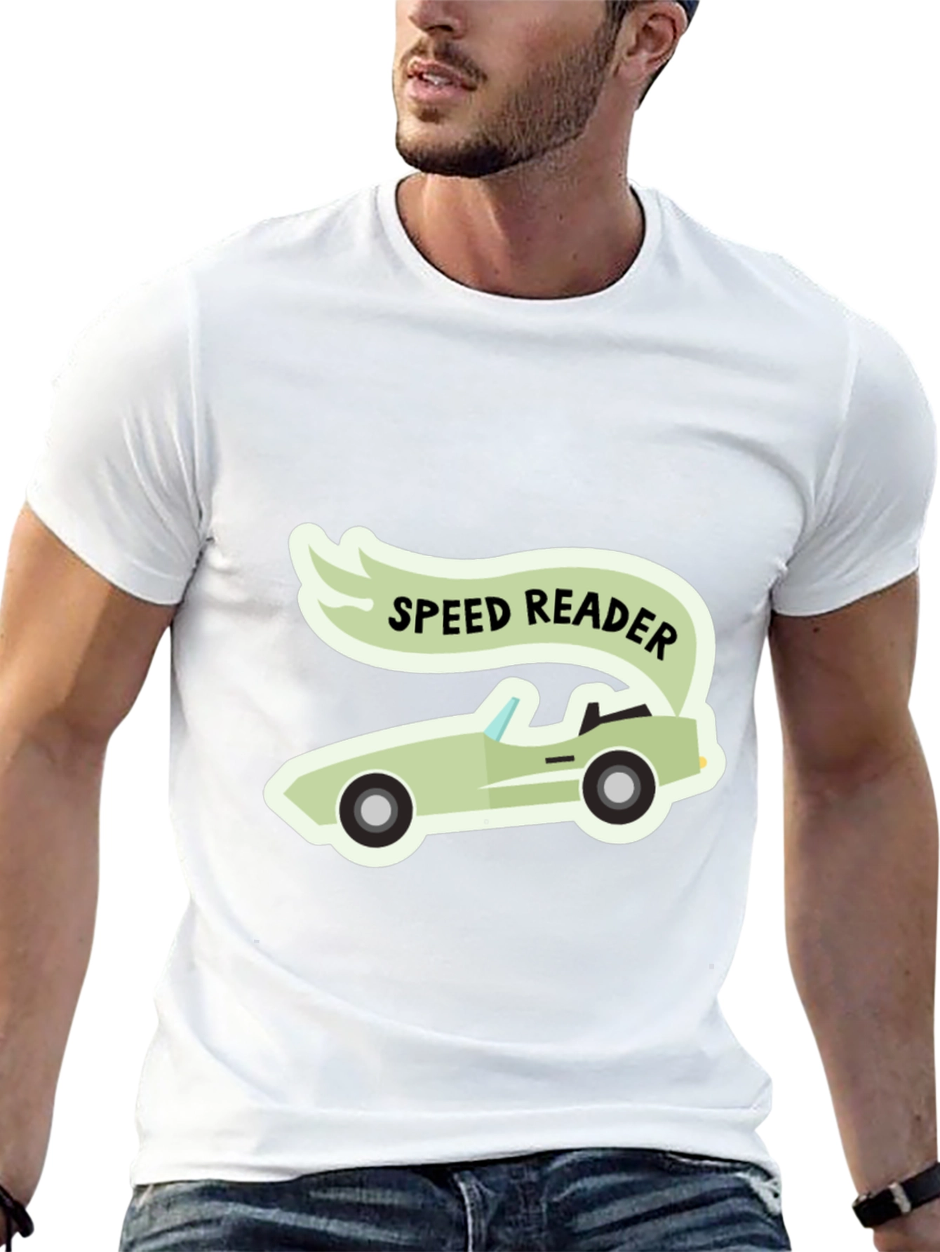 Speed Reader Car Graphic T-Shirt - Black Cotton Tee
