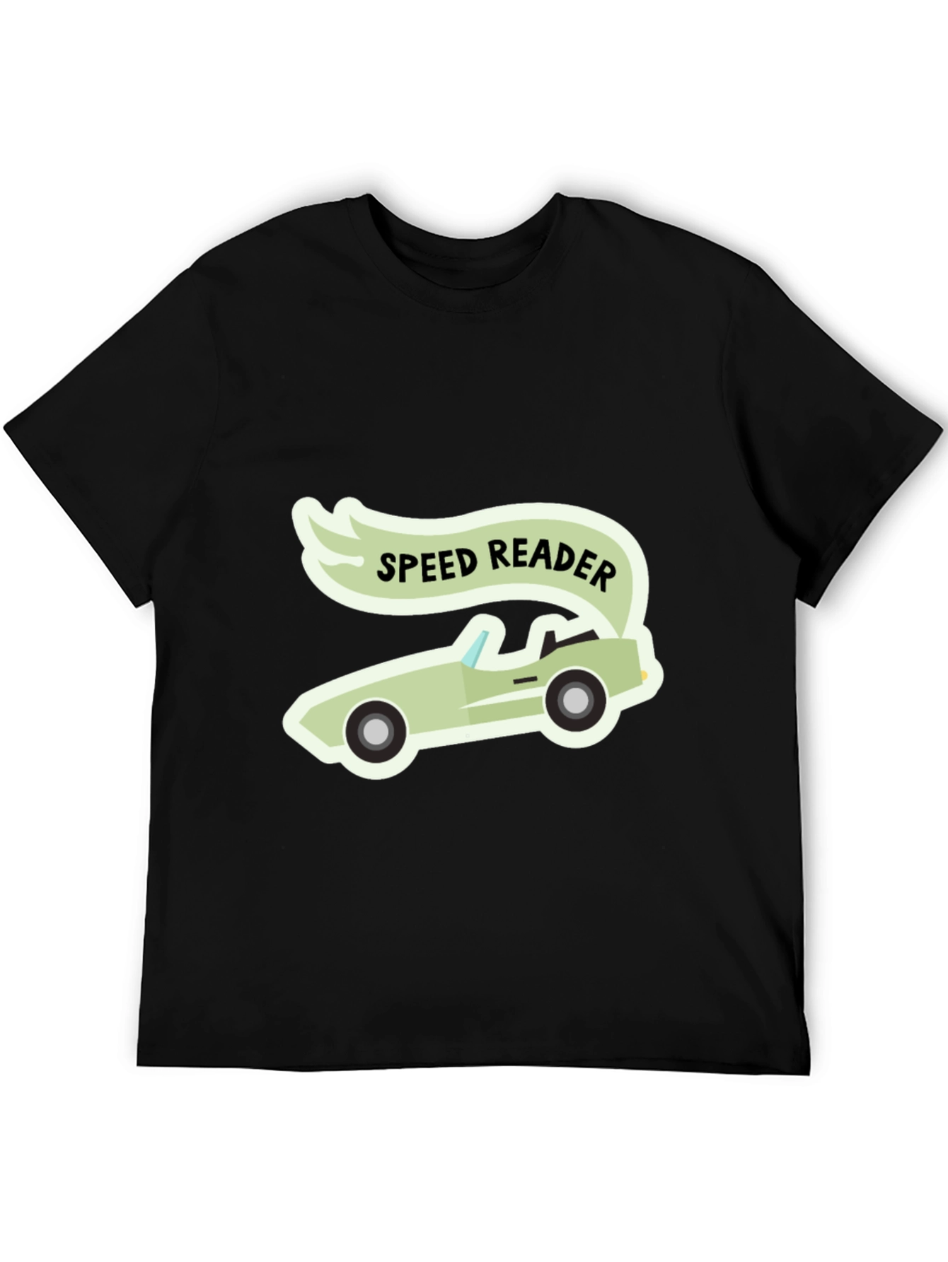 Speed Reader Car Graphic T-Shirt - Black Cotton Tee