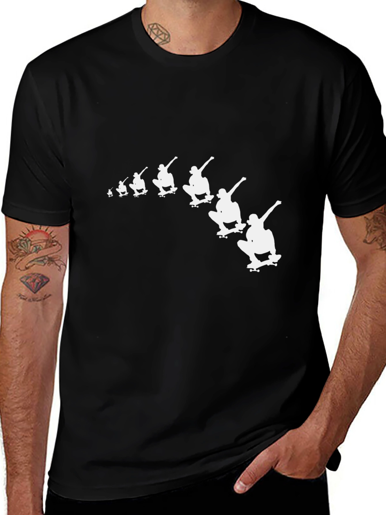 Skateboarder Graphic Tee - Black