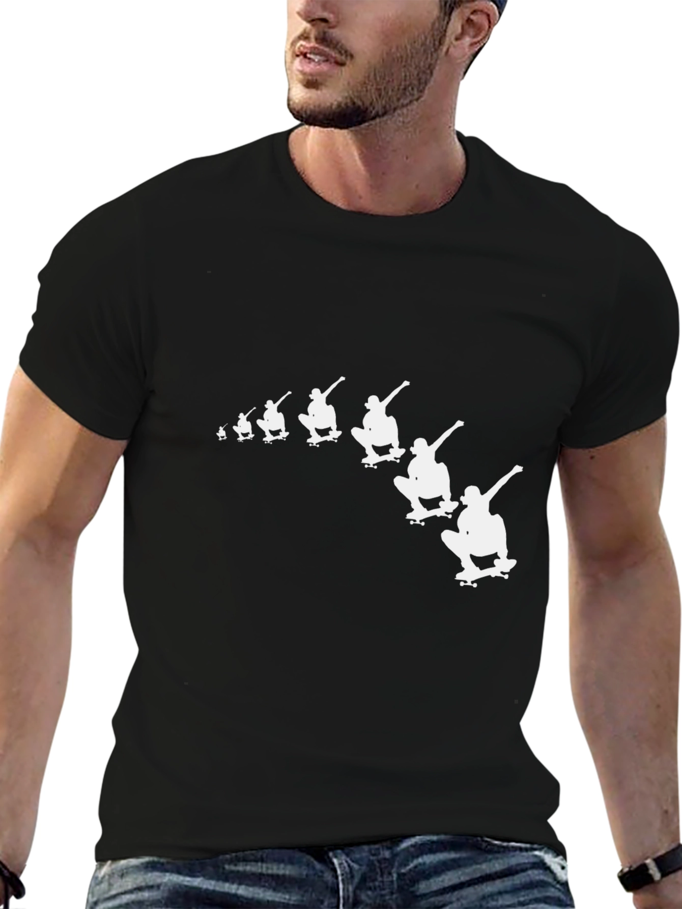 Skateboarder Graphic Tee - Black