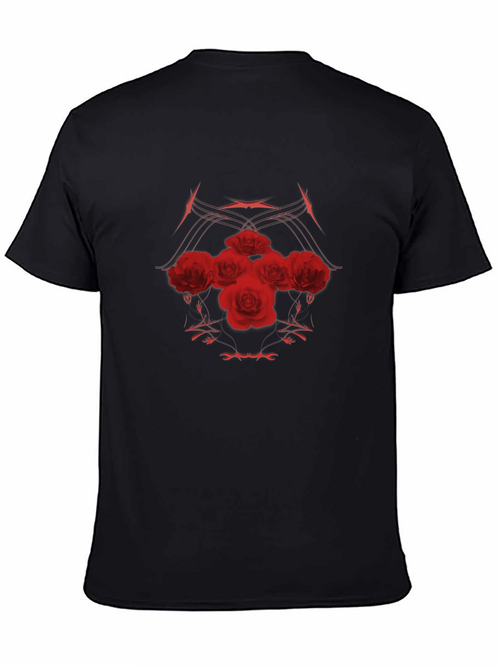 Red Roses Black Tee - Stylish Graphic Print