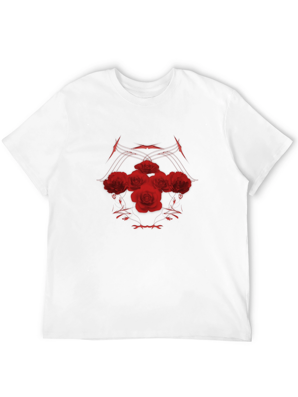 Red Roses Black Tee - Stylish Graphic Print