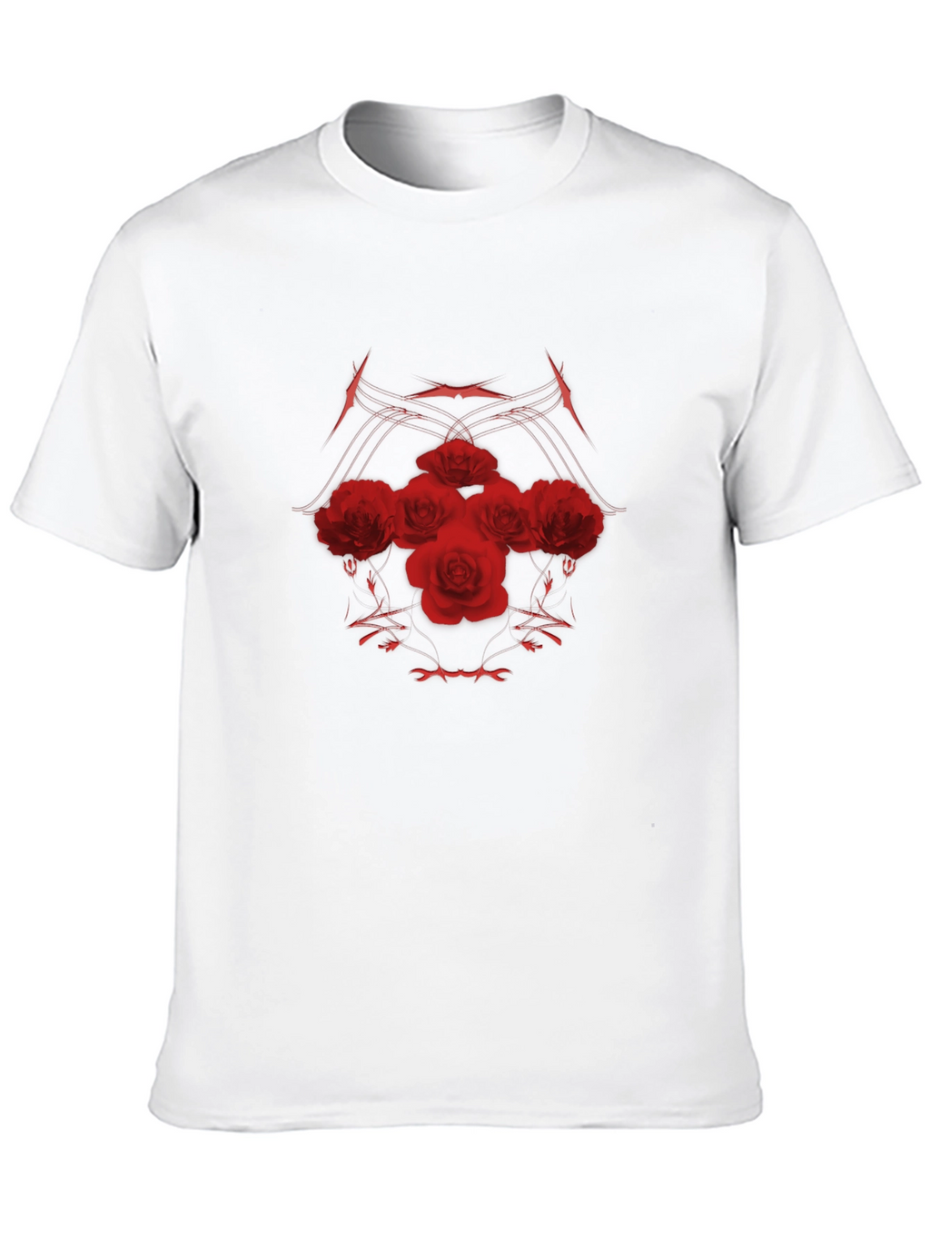 Red Roses Black Tee - Stylish Graphic Print