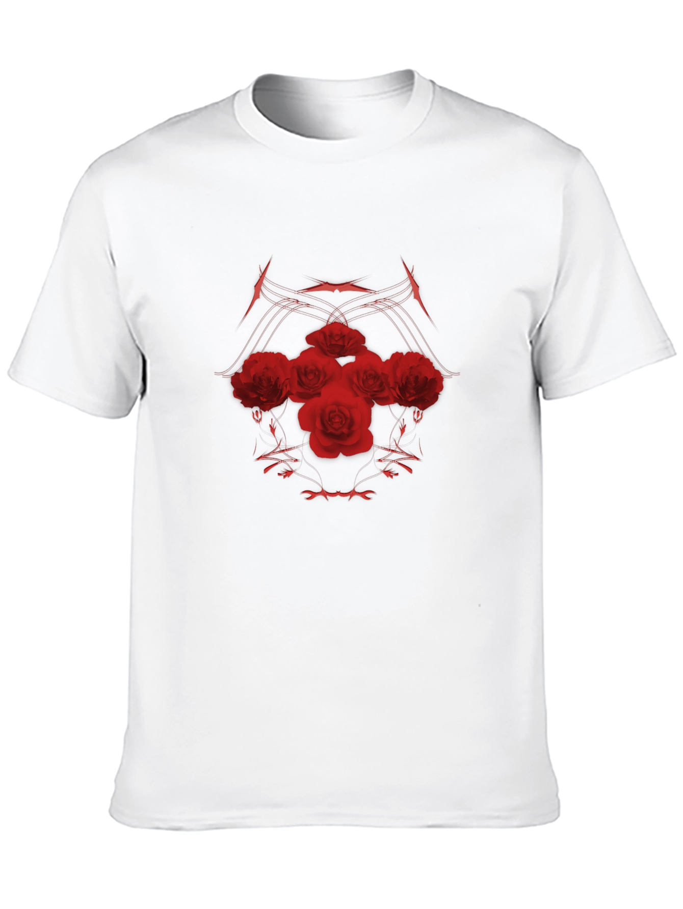 Red Roses Black Tee - Stylish Graphic Print