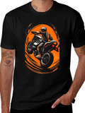 Motorcycle Stunt Rider Graphic Tee - Black