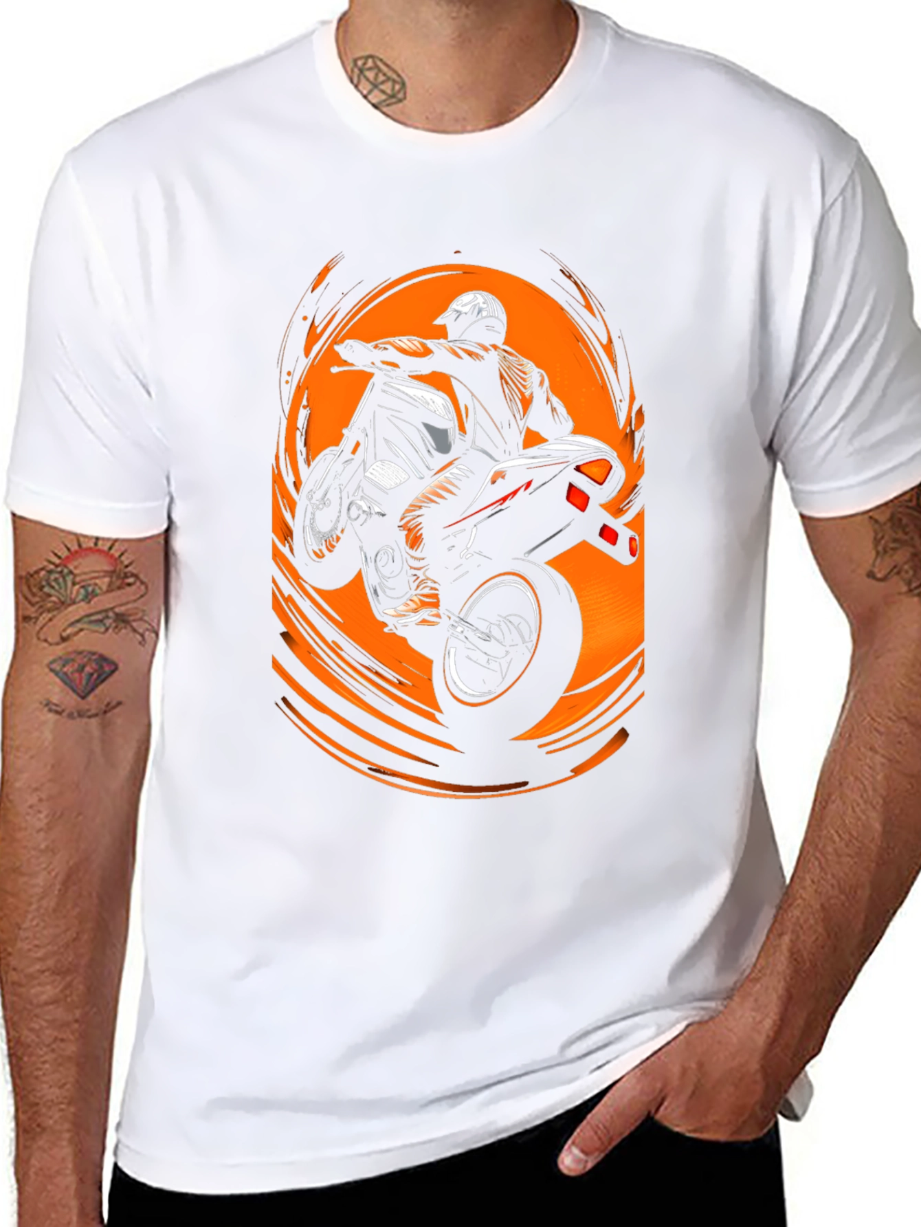Motorcycle Stunt Rider Graphic Tee - Black