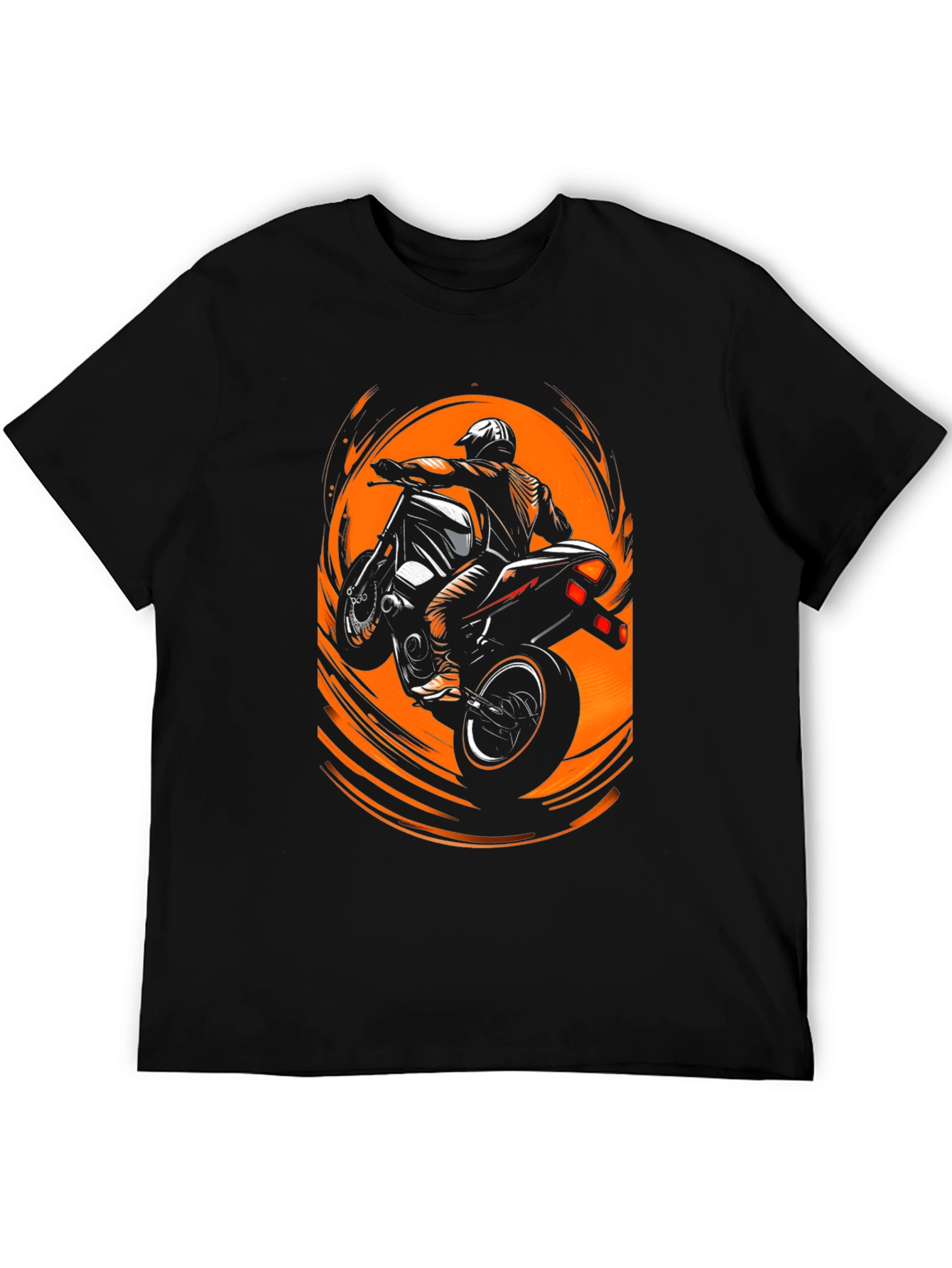 Motorcycle Stunt Rider Graphic Tee - Black