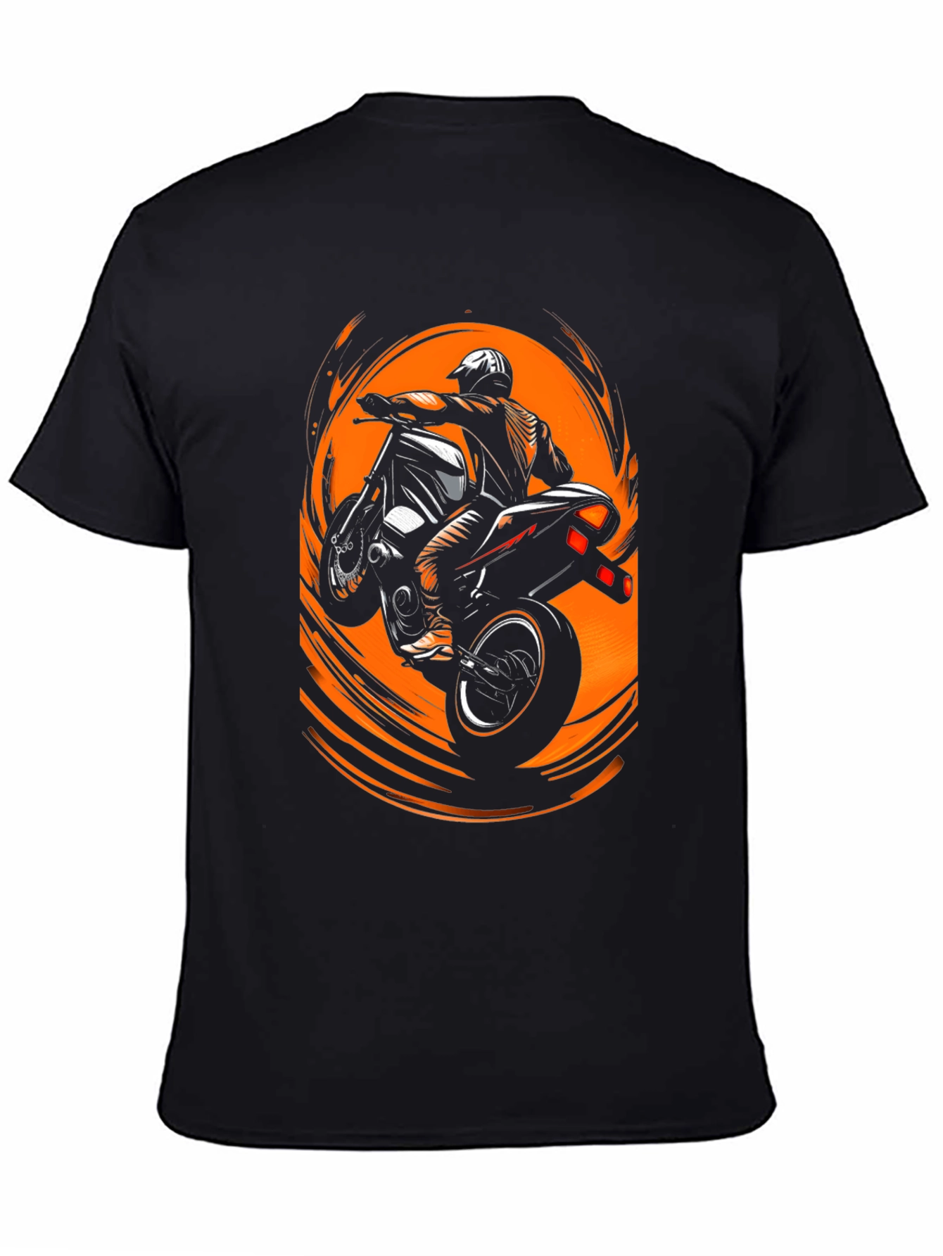 Motorcycle Stunt Rider Graphic Tee - Black