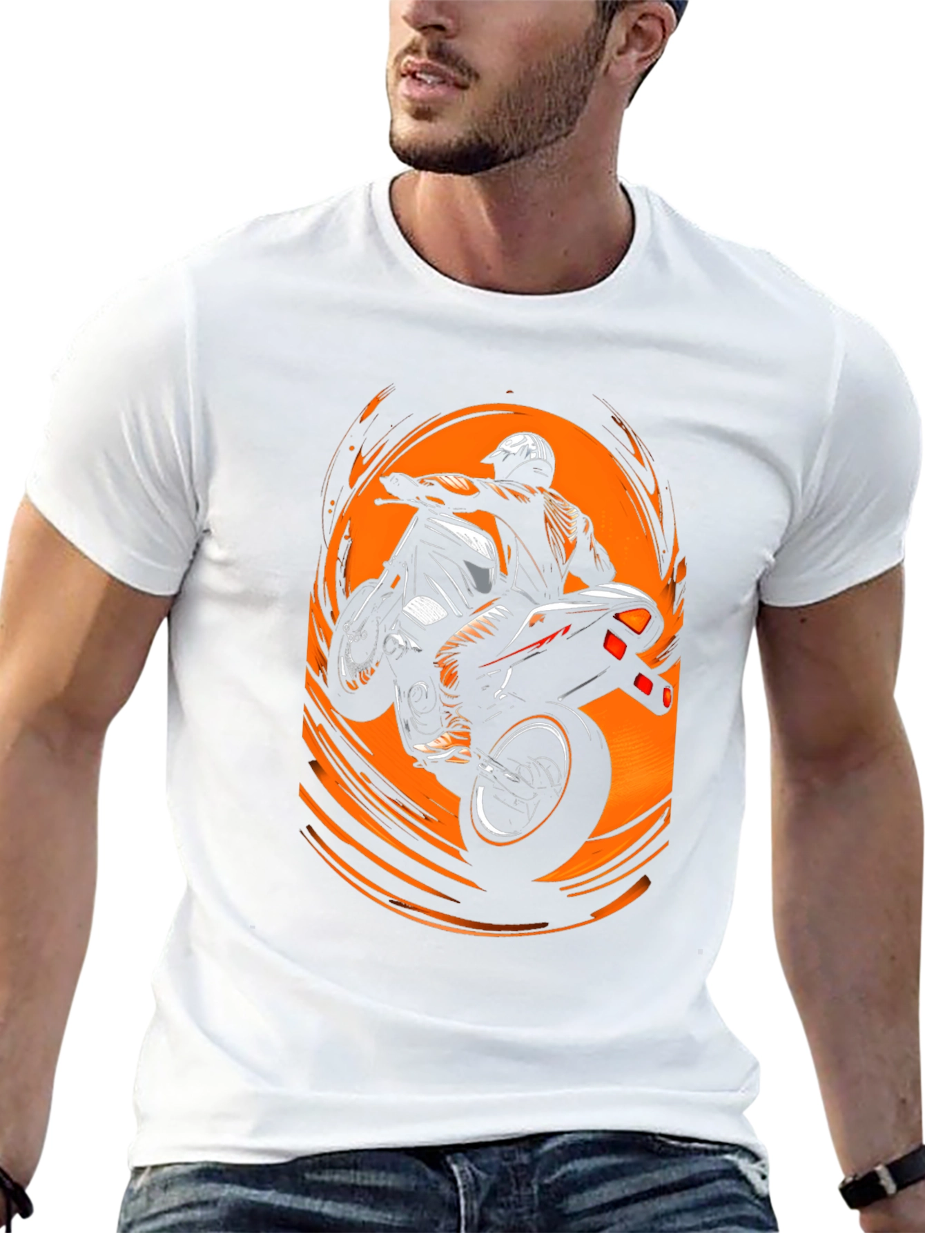 Motorcycle Stunt Rider Graphic Tee - Black