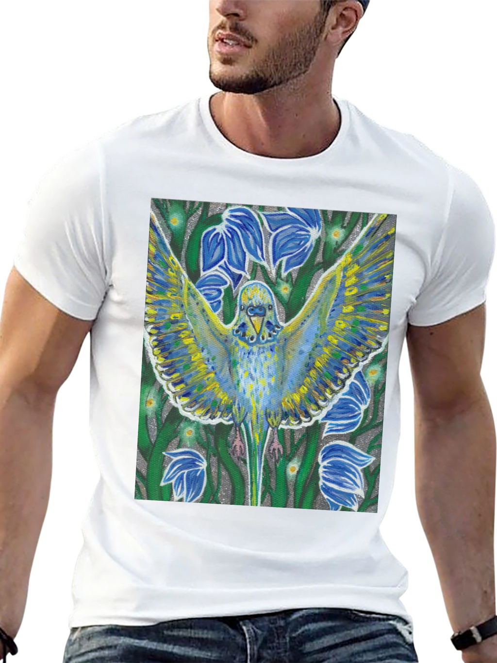 Parrot Print Tee - Unique Artistic Design