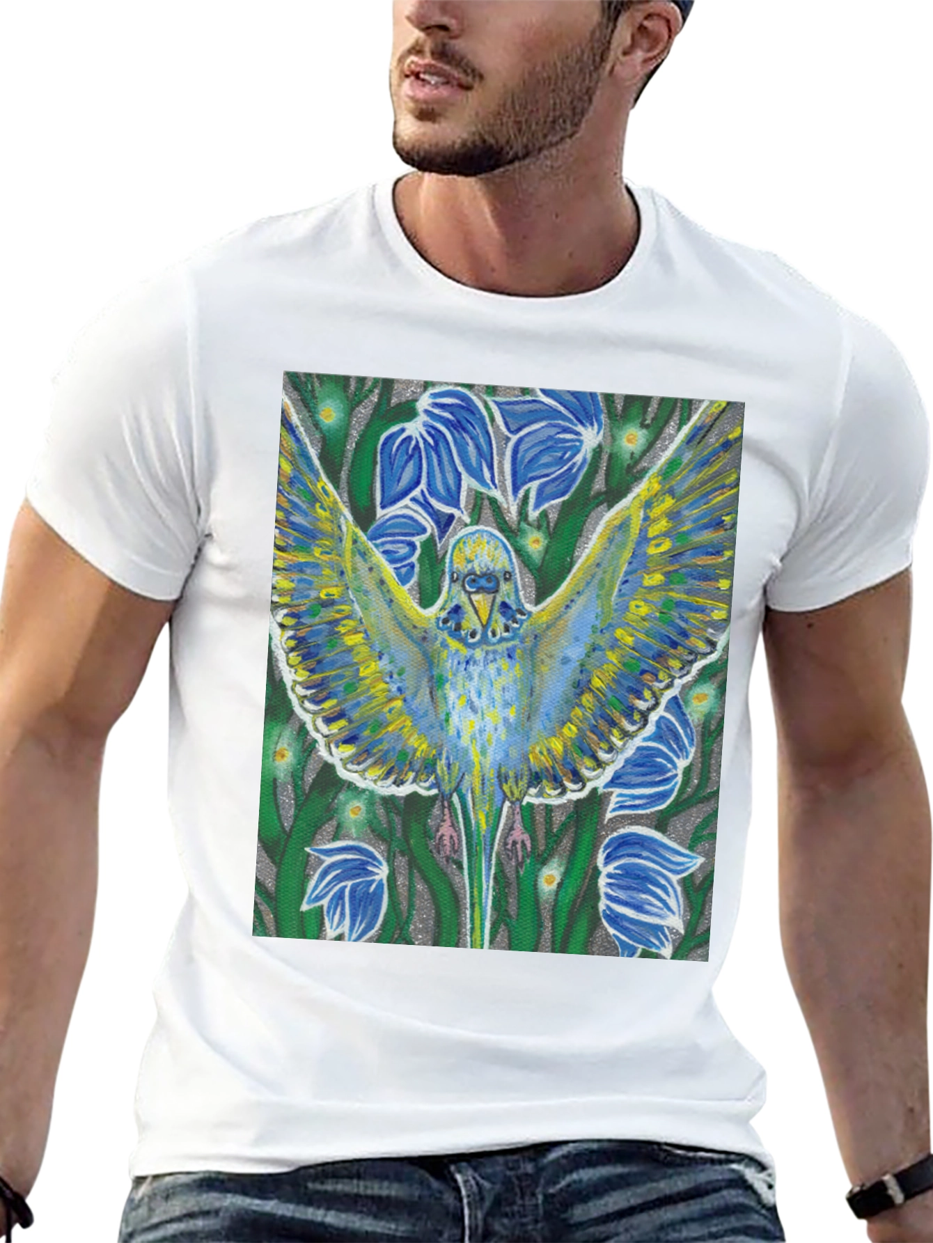 Parrot Print Tee - Unique Artistic Design