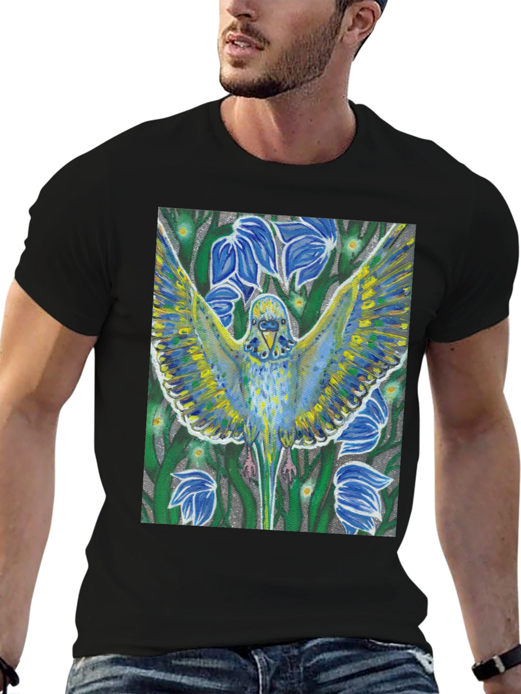Parrot Print Tee - Unique Artistic Design