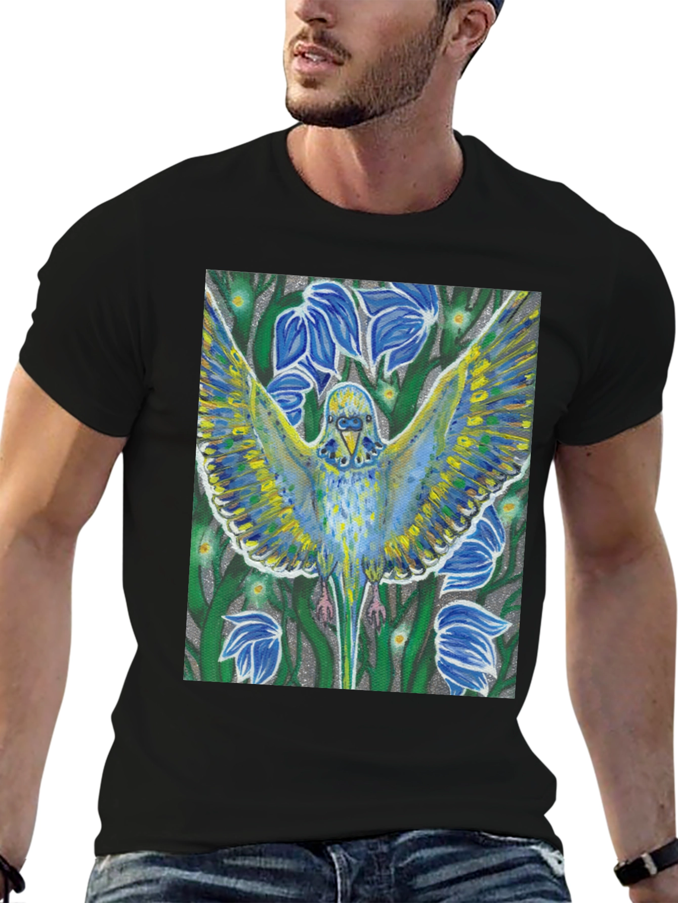 Parrot Print Tee - Unique Artistic Design