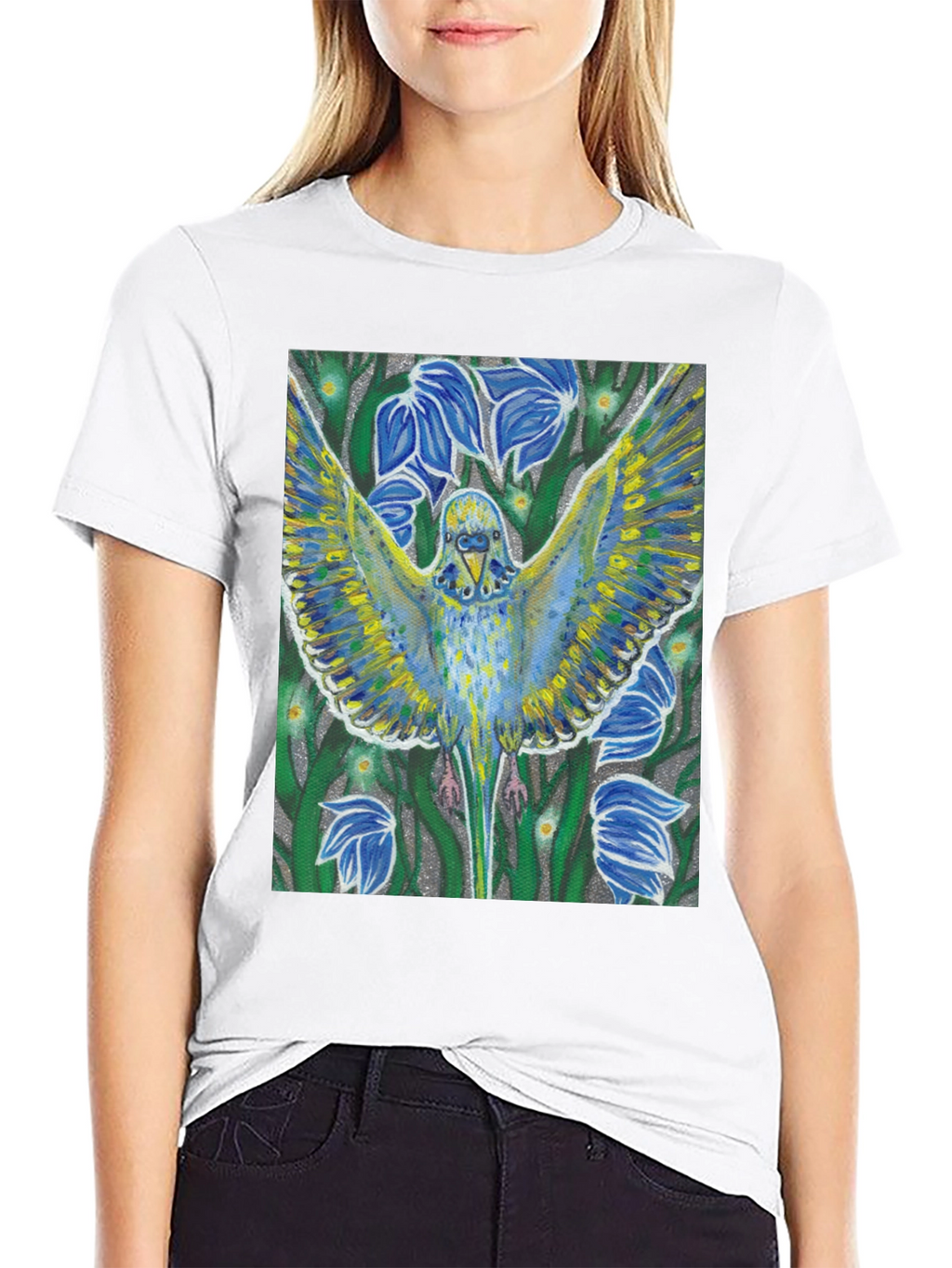Parrot Print Tee - Unique Artistic Design