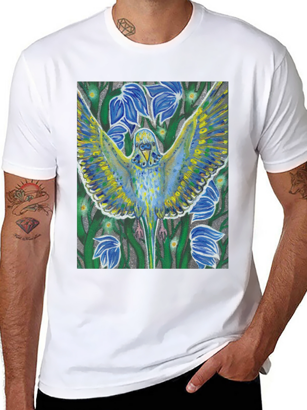 Parrot Print Tee - Unique Artistic Design