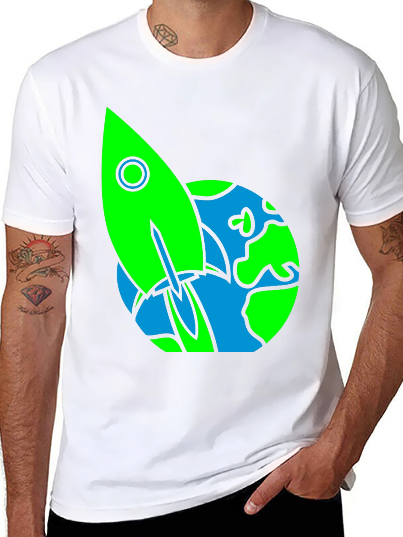 Rocket Earth Graphic Tee - Space Lovers Shirt